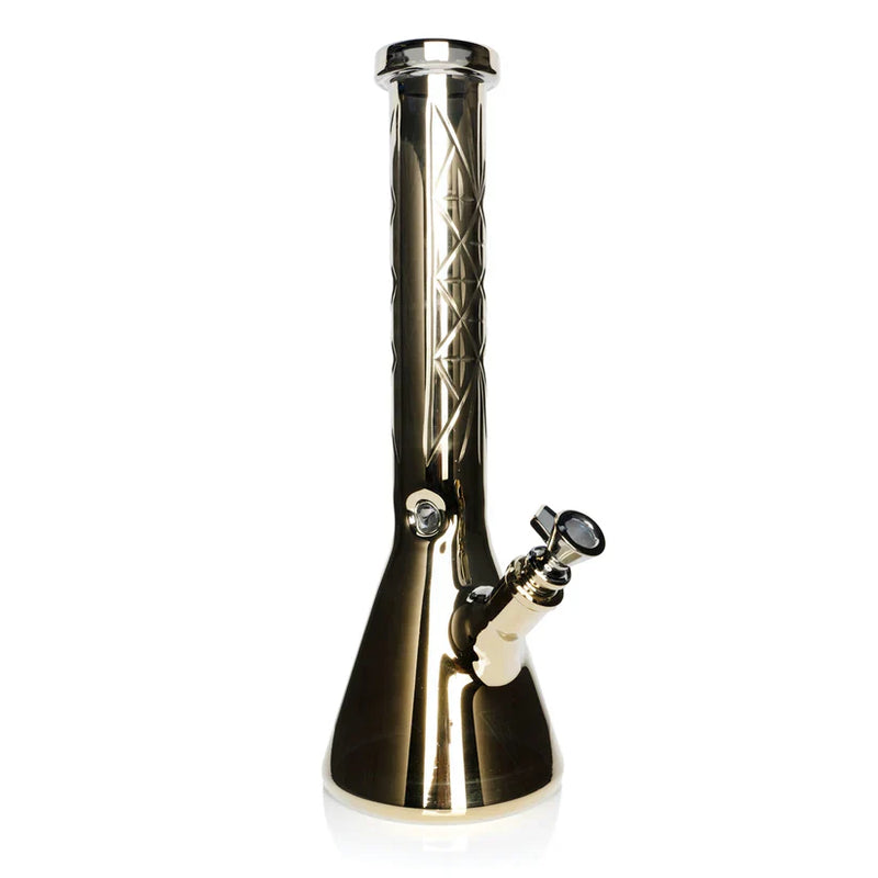 15" 7mm Thick Metallic Terminator Finish Cosmic Gold Traditions Series Beaker Tube bong