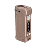 Yocan Uni Pro box mod 510 battery in Dark Champagne, side view with the screen showing 4.1V