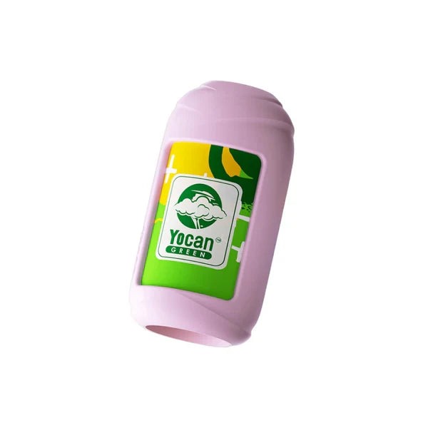 Mauve Yocan Green Pinecone personal air filter, angled view showing the label and mouth opening
