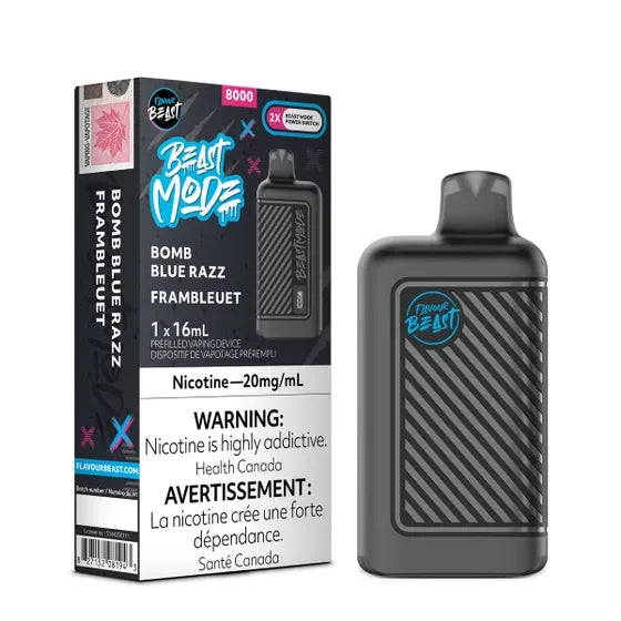 Flavour Beast Mode 8000 Disposable Vape – 20mg in Bomb Blue Razz