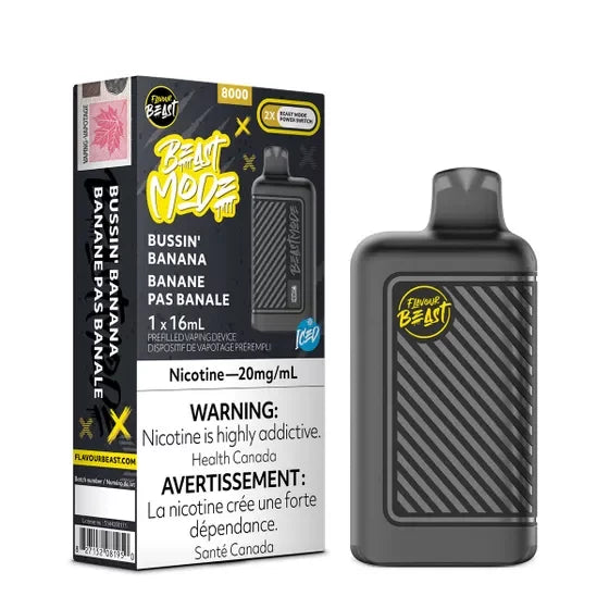 Flavour Beast Mode 8000 Disposable Vape – 20mg in Bussin' Banana