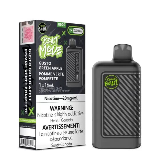 Flavour Beast Mode 8000 Disposable Vape – 20mg in Gusto Green Apple