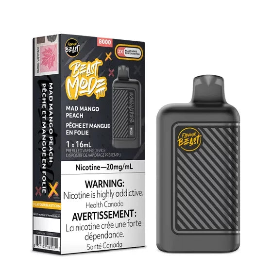 Flavour Beast Mode 8000 Disposable Vape – 20mg in Mad Mango Peach