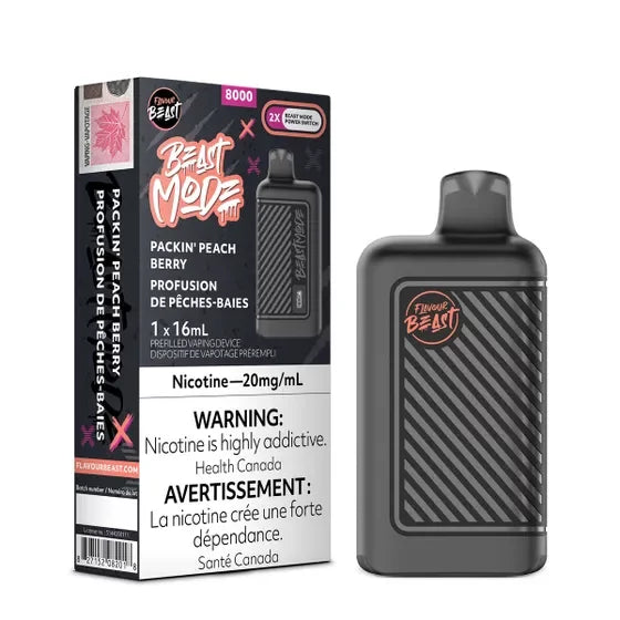 Flavour Beast Mode 8000 Disposable Vape – 20mg in Packin Peach Berry