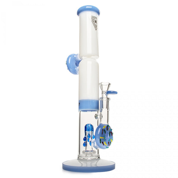 Red Eye Glass 14" Twice Baked Donut Stemless Tube Water Pipe bong