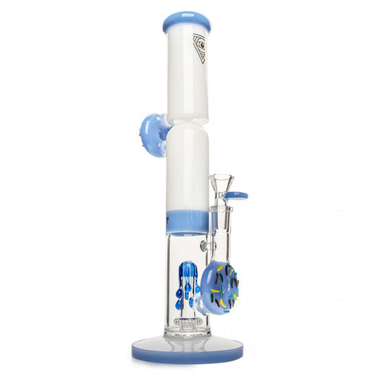 Red Eye Glass 14" Twice Baked Donut Stemless Tube Water Pipe bong
