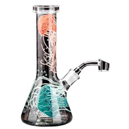Red Eye Glass 8.5" Tall Jellyfish Concentrate Beaker Tube Dab Rig bong