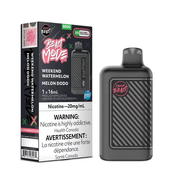 Flavour Beast Mode 8000 Disposable Vape – 20mg in Weekend Watermelon