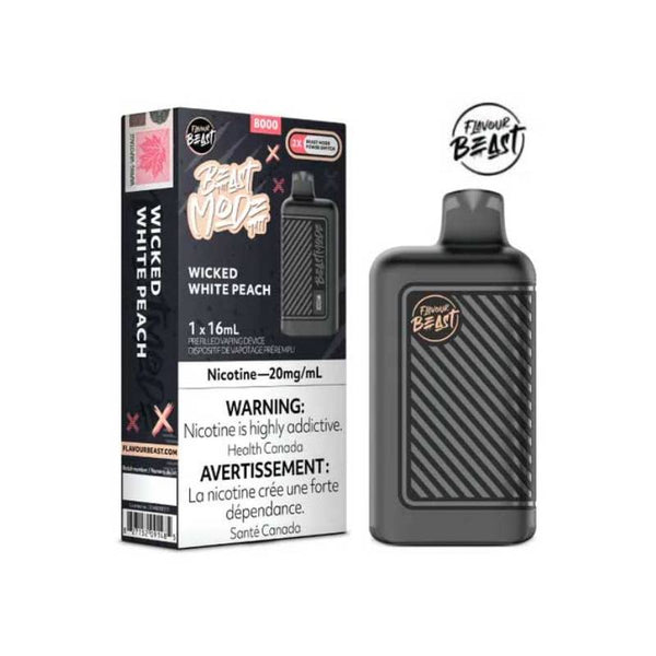 Flavour Beast Mode 8000 Disposable Vape – 20mg in Wicked White Peach