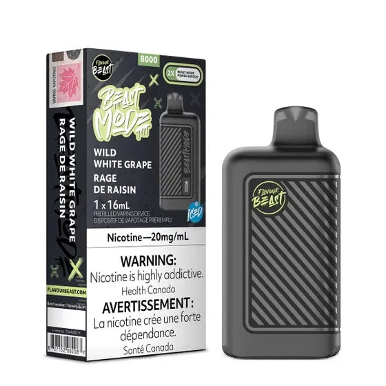 Flavour Beast Mode 8000 Disposable Vape – 20mg in Wild White Grape